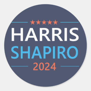 Harris Shapiro 2024 Kamala Harris Democrat Runt Klistermärke
