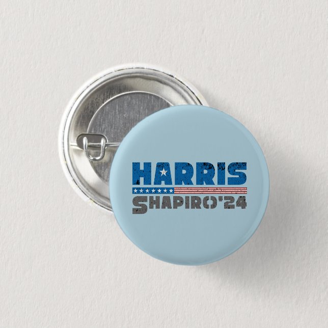 Harris Shapiro 2024 Patriotisk Vintage Randig Knapp (Framsida & baksida)
