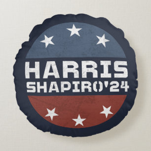 Harris Shapiro 2024 Vintage Red Blue Rund Kudde