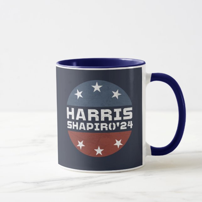 Harris Shapiro 2024 Vintage Röd Blå Mugg (Höger)