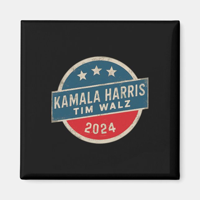 Harris Tim Walz 2024 För President Val Kampanj Magnet (Framsidan)
