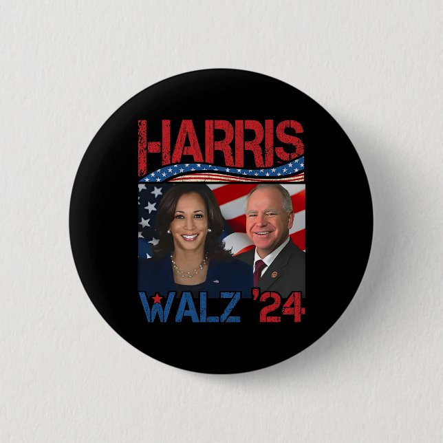 Harris Tim Walz 3 Knapp (Framsida)