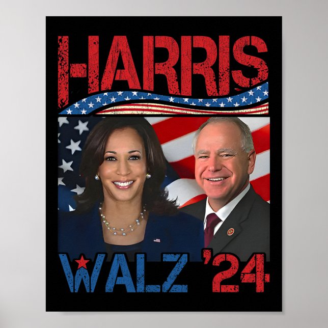 Harris Tim Walz 3 Poster (Framsidan)