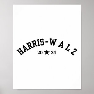 Harris Tim Walz Baseball Font 2024 Poster