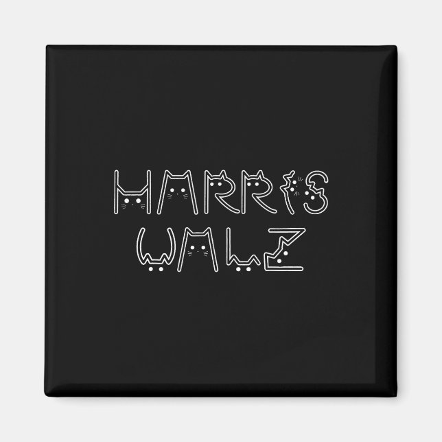 Harris Tim Walz Cat Brev Font Design 2024 Magnet (Framsidan)