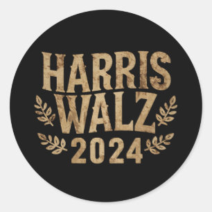 Harris Tim Walz Crest Vintage Harris Waltz 2024 Runt Klistermärke