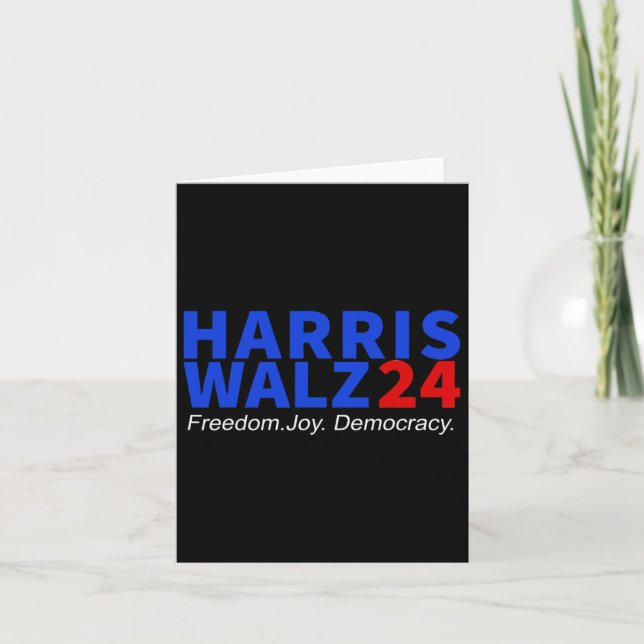 Harris W24 Frihet Glädje Demokrati Kamala Harris V Kort (Framsida)