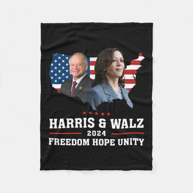 Harris W 2024 Freedom Hope Unity Policy Kamala Fleecefilt (Framsidan)