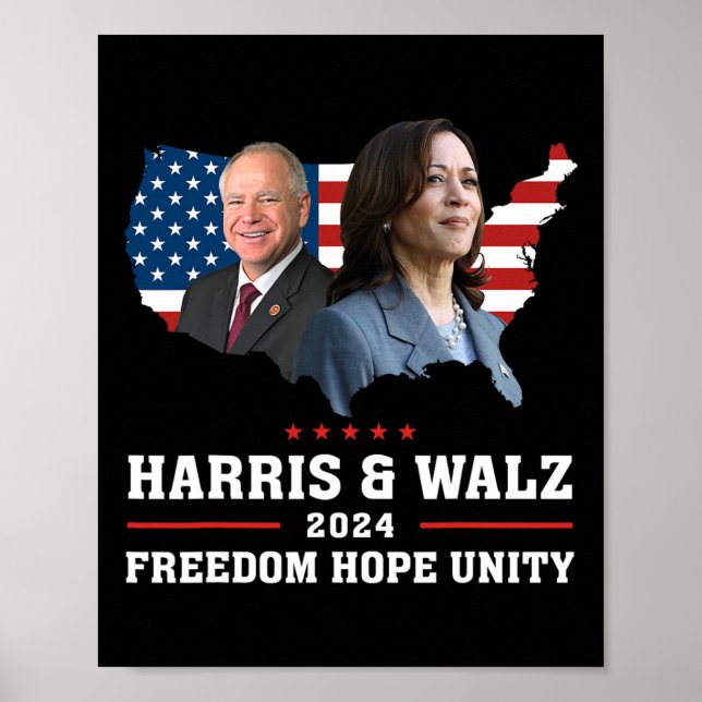 Harris W 2024 Freedom Hope Unity Policy Kamala Poster (Framsidan)