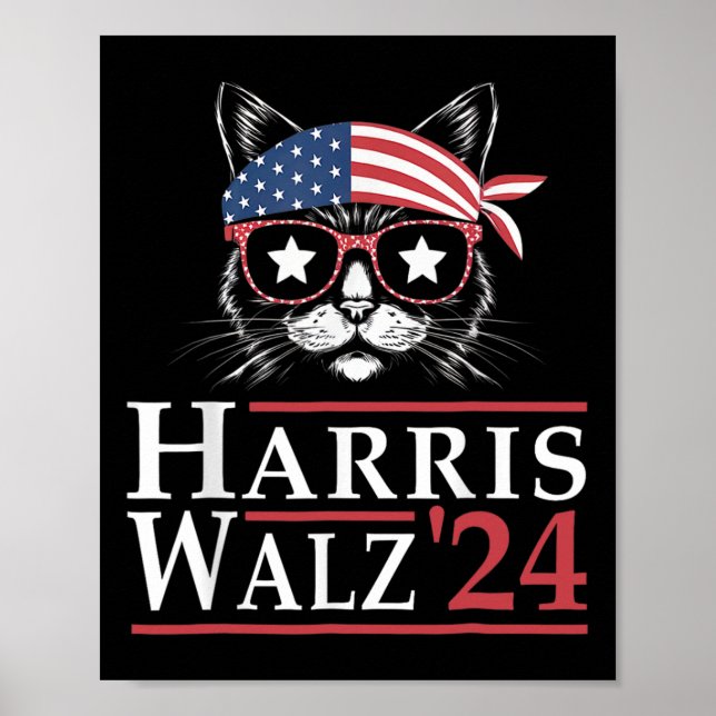 Harris W 2024 Funny Cat Election Kamala Harris Tim Poster (Framsidan)