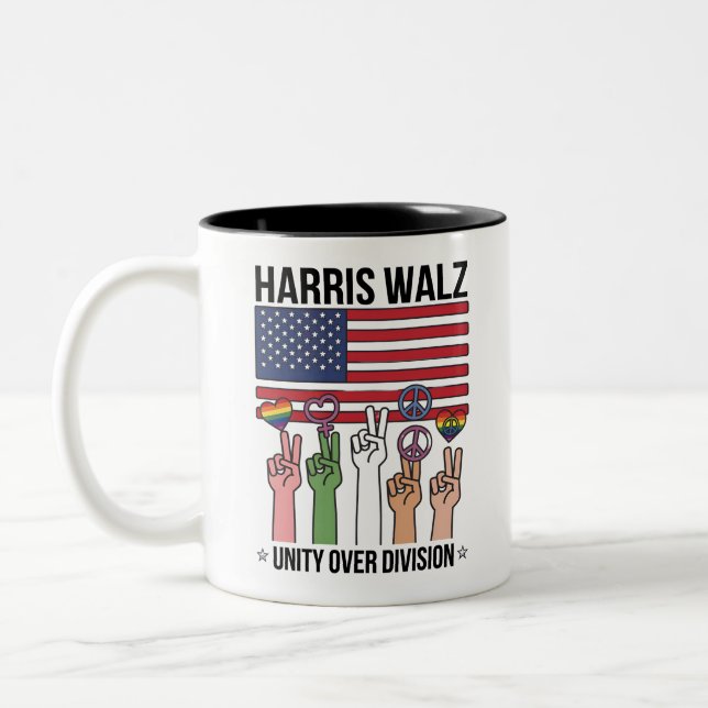 Harris Waltz 2024 Enighet Framför Delning Två-Tonad Mugg (Vänster)