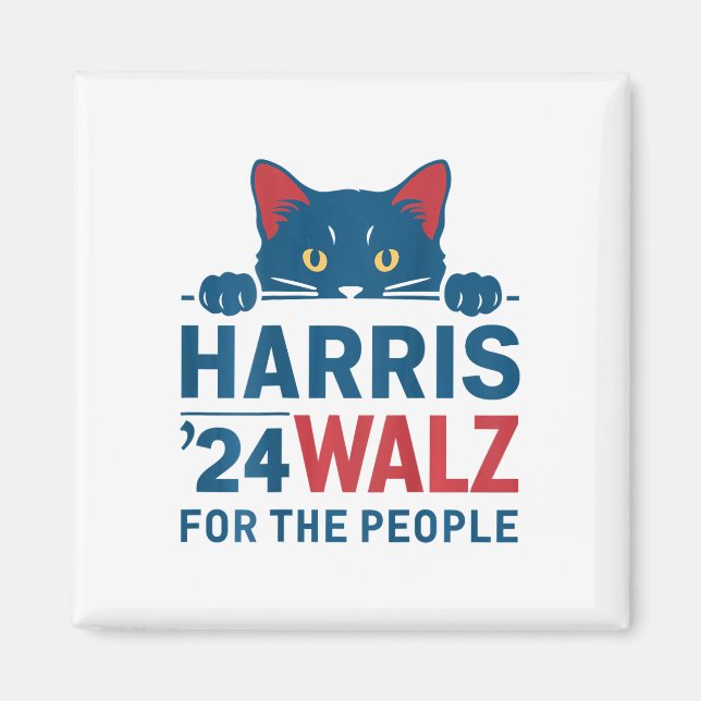 Harris Waltz 2024 för People Funny Cat Dam Ka Magnet (Framsidan)