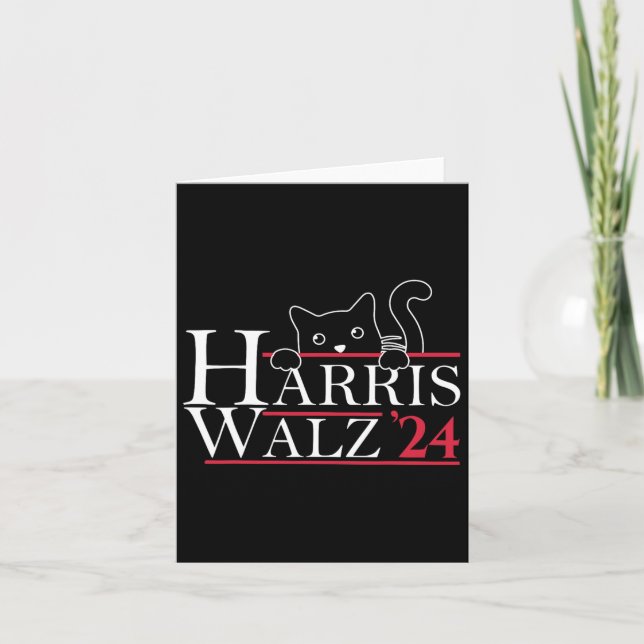 Harris Waltz 2024 Funny Cat Dam Kamala Harris Tim Kort (Framsida)