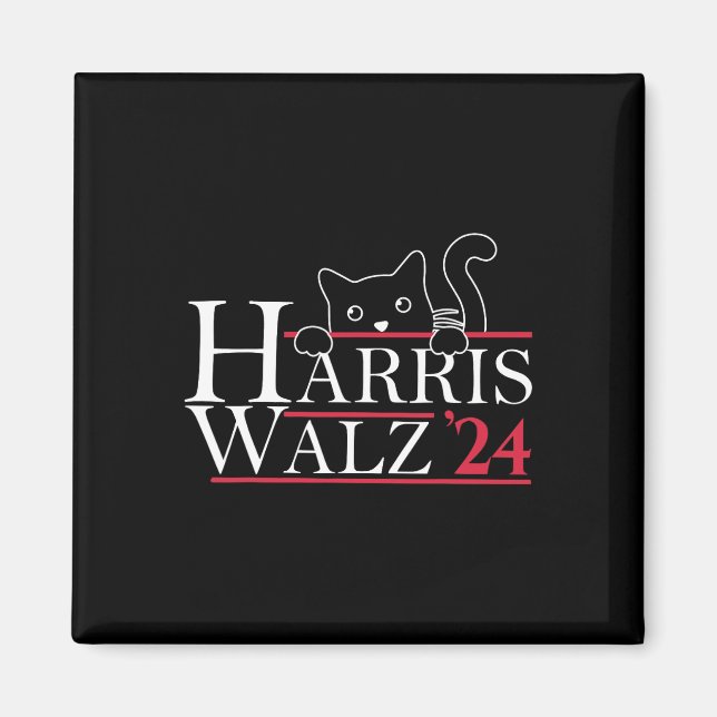 Harris Waltz 2024 Funny Cat Dam Kamala Harris Tim Magnet (Framsidan)