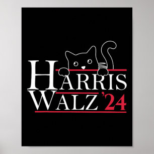 Harris Waltz 2024 Funny Cat Dam Kamala Harris Tim Poster