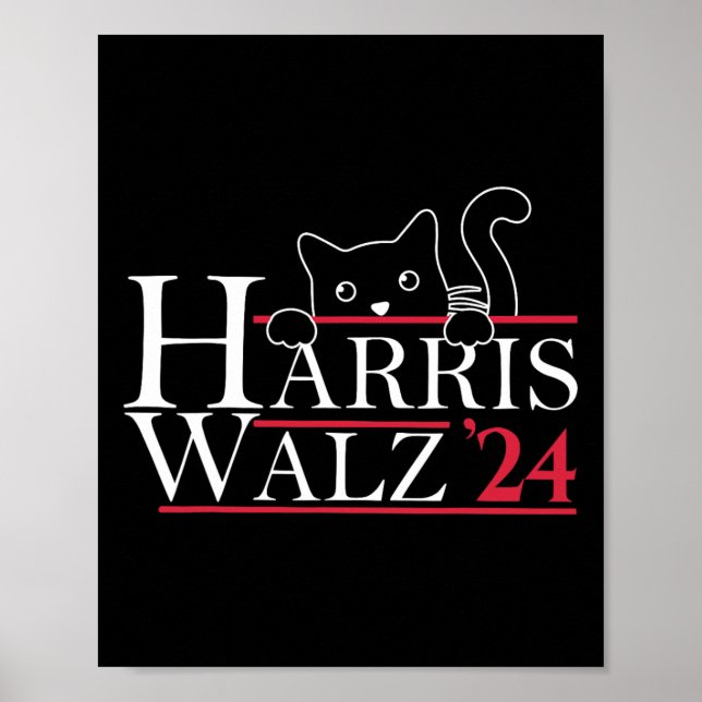 Harris Waltz 2024 Funny Cat Dam Kamala Harris Tim Poster (Framsidan)