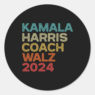 Harris Waltz 2024 Kamala Harris Coach W 2024 Retro Runt Klistermärke