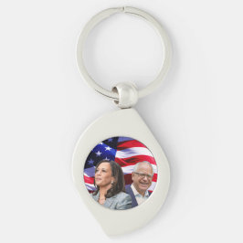 Harris Waltz 2024 - Kamala Harris Tim Waltz Swirl Silverfärgad Nyckelring