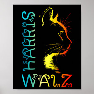 Harris Waltz 2024 Kamala Wheimer Rolig Kattdam Su Poster