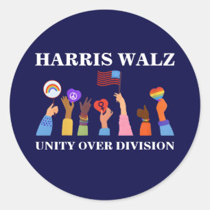 Harris Waltz 2024 Unity Over Division Runt Klistermärke