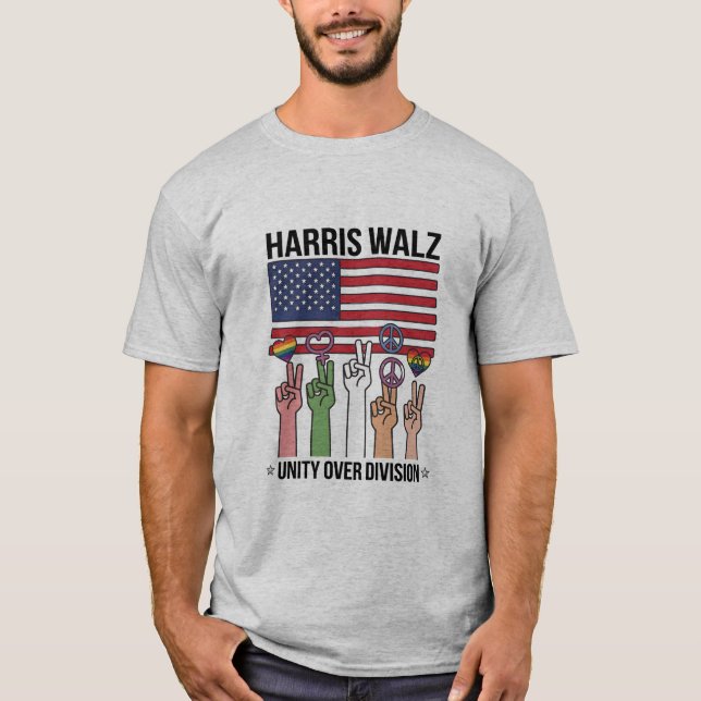 Harris Waltz 2024 Unity Over Division T Shirt (Framsida)