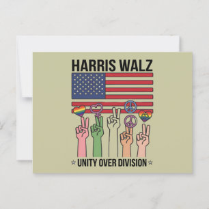 Harris Waltz 2024 Unity Over Division Vykort