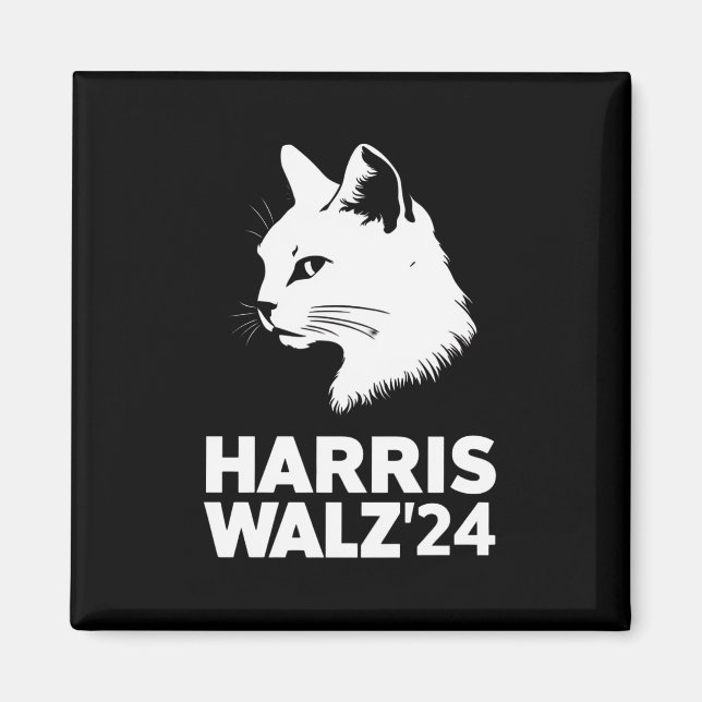 Harris Waltz 2024 Val Funny Cat Kamala Tim Magnet (Framsidan)
