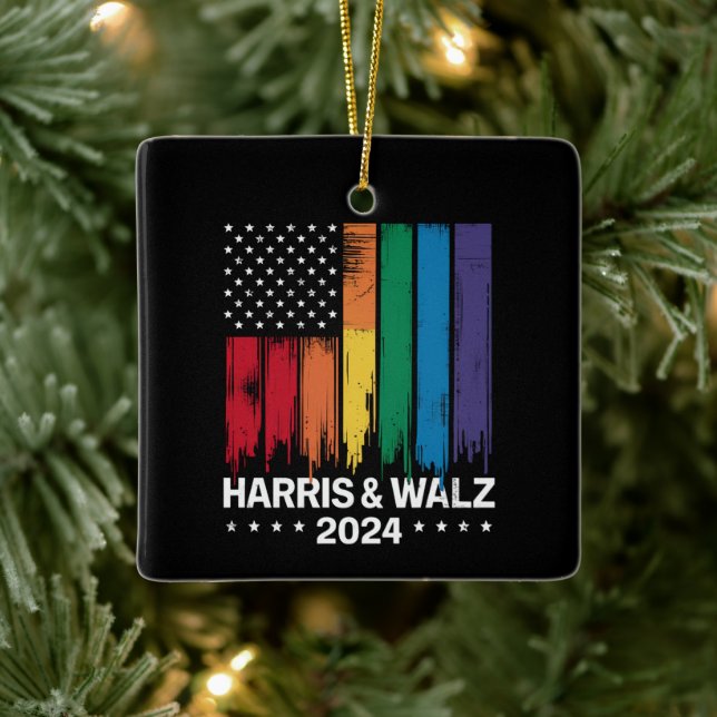 Harris Waltz 2024 Val Gay Tim Waltz HGBTQ Julgransprydnad Keramik (Träd)