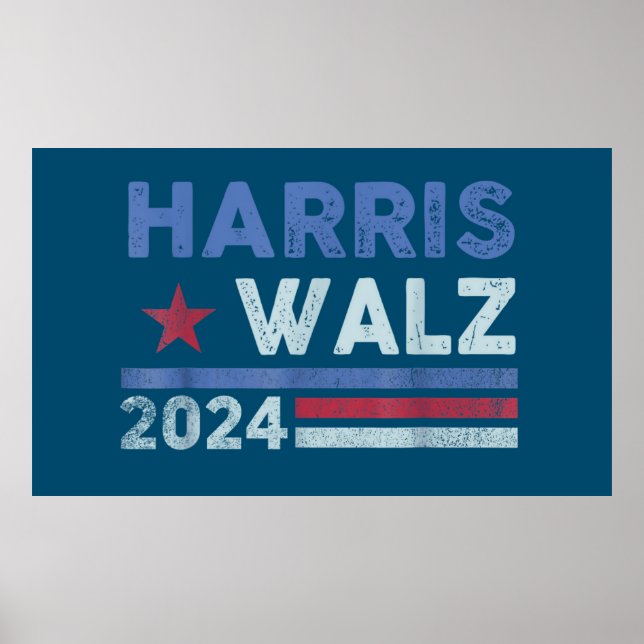 Harris Waltz 2024 Val Kamala Harris Navy Blue Poster (Framsidan)