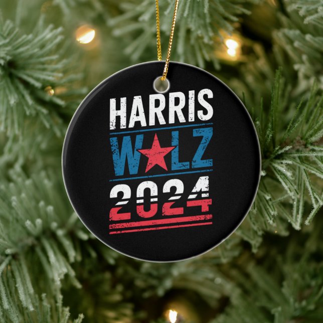 Harris Waltz 2024 Val Kamala Harris Tim Waltz Julgransprydnad Keramik (Träd)