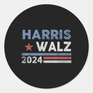 Harris Waltz 2024 Val Kamala Harris Tim Waltz Runt Klistermärke