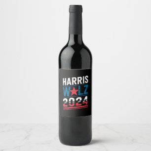 Harris Waltz 2024 Val Kamala Harris Tim Waltz Vinflaska Etikett