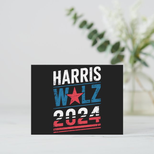 Harris Waltz 2024 Val Kamala Harris Tim Waltz Vykort (Stående Fram)