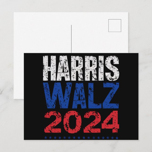 Harris Waltz 2024 Val Kamala Harris Tim Waltz Vykort (Fram/baksida)