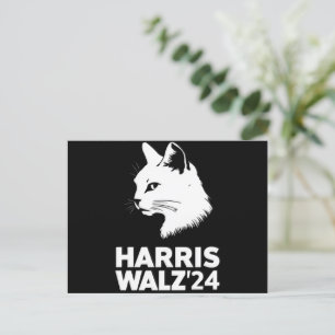 Harris Waltz 2024 Val rolig katt Kamala Tim  Vykort