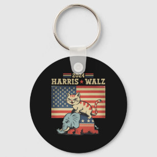 Harris Waltz 2024 VP Presidentval Rolig Katt Nyckelring