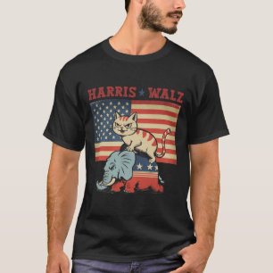 Harris Waltz 2024 Vp Presidentval Rolig Katt T Shirt