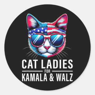 Harris Waltz Cat Dam Harris Waltz 2024 Kamala Har Runt Klistermärke