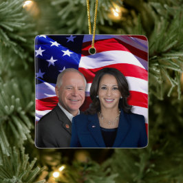 Harris Waltz Photo 2024 - Kamala Harris Tim Waltz Julgransprydnad Keramik