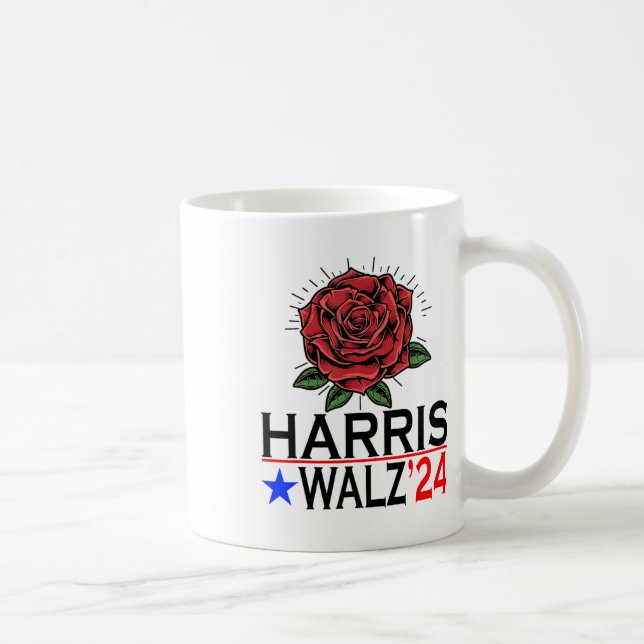 Harris Waltz Vote Kamala Flower 2024 Kaffemugg (Höger)