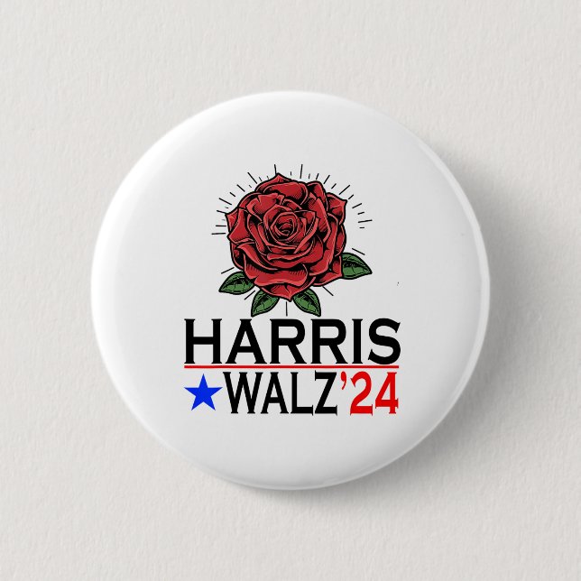 Harris Waltz Vote Kamala Flower 2024 Knapp (Framsida)