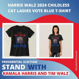 Harris Walz 2024 Barnsolt Cat Dam Vote Blue Blue T Shirt