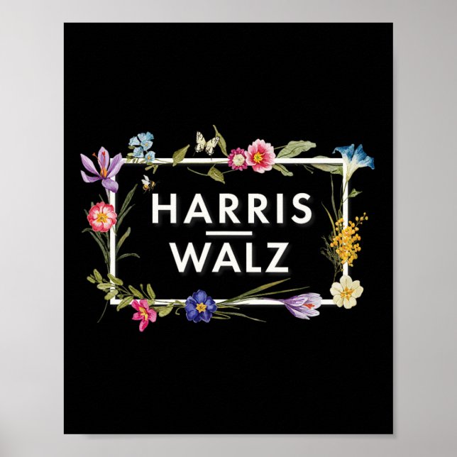 Harris Walz 2024 Blommigt Flowers Harris Waltz 202 Poster (Framsidan)