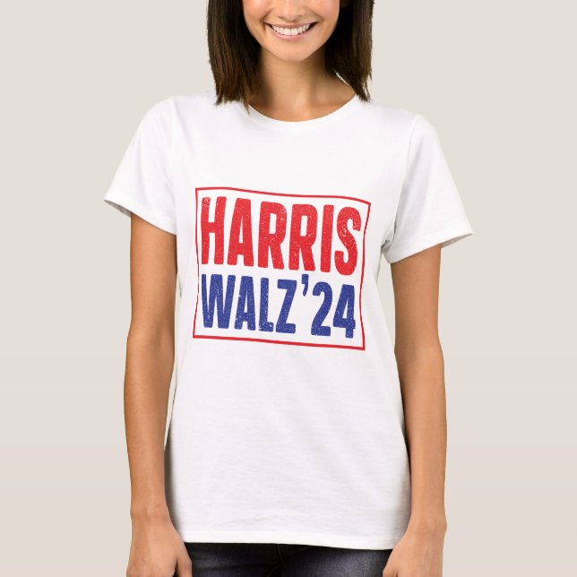 Harris Walz 2024 Bold Kampanj T Shirt (Framsida)