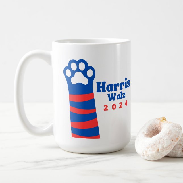 Harris Walz 2024 Cat Dam Democrat-val Kaffemugg (Med munk)