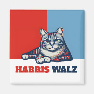 Harris Walz 2024 Cat Magnet