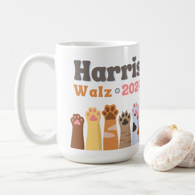 Harris Walz 2024 Cat Tassar Cat Dam Democrat Kaffemugg (Med munk)