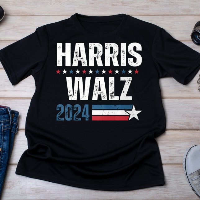Harris Walz 2024 Distress Patriotic Kampanj T Shirt (Skapare uppladdad)
