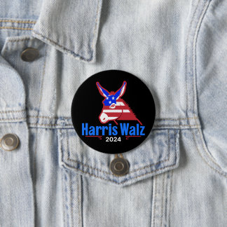 Harris Walz 2024 Donkey Button Knapp