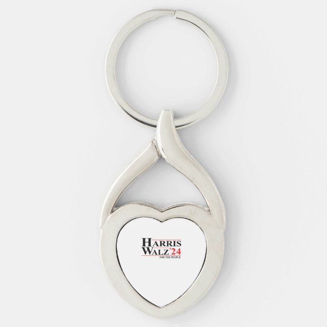 Harris Walz 2024 Essential Twisted Heart Silverfärgad Nyckelring (Framsidan)
